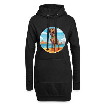 Plott Hound chien race dessin animé Kawaii Clipart chien - Sweat-shirt à capuche long Femme - noir - Devant