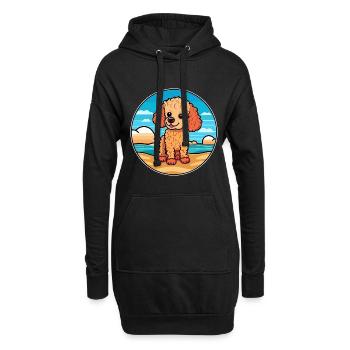 Caniche chien race dessin animé Kawaii Clipart aquarelle - Sweat-shirt à capuche long Femme - noir - Devant