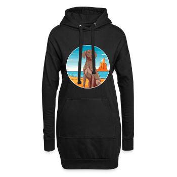 Braque de Weimar race de chien Cartoon Kawaii Clipart chien - Sweat-shirt à capuche long Femme - noir - Devant