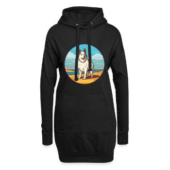 Sibérie occidentale Laika chien race dessin animé Kawaii chien - Sweat-shirt à capuche long Femme - noir - Devant