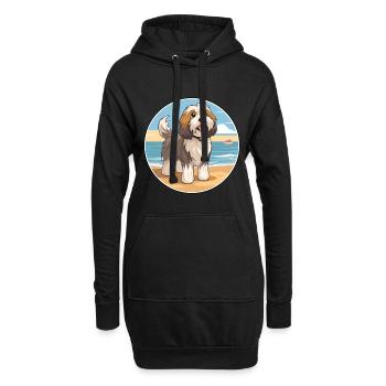 Tibet Terrier Hund Rasse Cartoon Kawaii Clipart - Hoodie-Kleid - Schwarz - Vorne