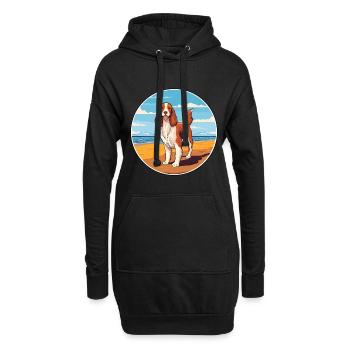 Welsh Springer Épagneul chien race Cartoon Kawaii - Sweat-shirt à capuche long Femme - noir - Devant