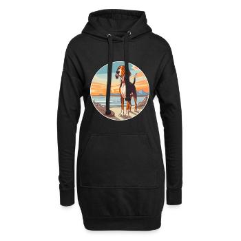 Treeing Walker Coonhound Dog Breed Cartoon Kawaii - Hoodie Dress - black - Front