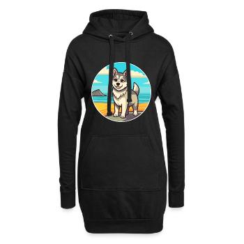 Suédois Vallhund chien race Cartoon Kawaii Clipart - Sweat-shirt à capuche long Femme - noir - Devant
