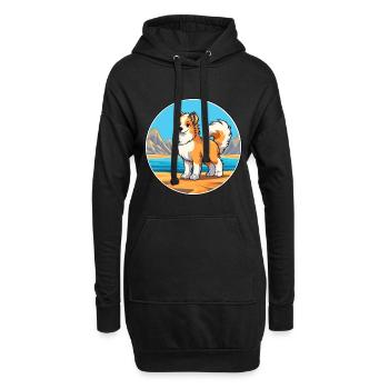 Taigan Kirgisische Taighany Hunderasse Cartoon Kawaii - Hoodie-Kleid - Schwarz - Vorne
