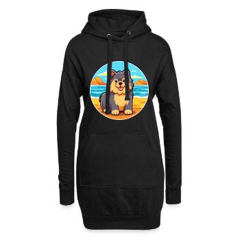 schwedisch lapphund hunderasse cartoon kawaii clipart - Hoodie-Kleid - Schwarz - Vorne
