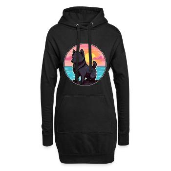 Schipperke chien race dessin animé Kawaii Clipart chien - Sweat-shirt à capuche long Femme - noir - Devant