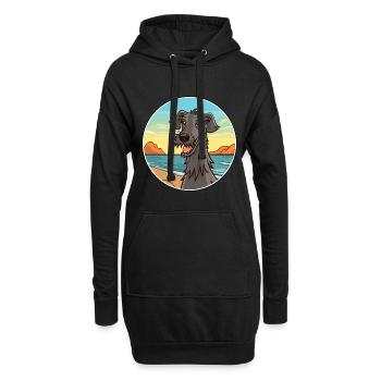 Schottischer Deerhound Hund Rasse Cartoon Kawaii Hund - Hoodie-Kleid - Schwarz - Vorne