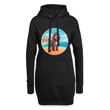 Spanischer Wasserhund Rasse Cartoon Kawaii Clipart Hund - Hoodie-Kleid - Schwarz - Vorne