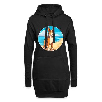 Glatter Collie Hund Rasse Cartoon Kawaii Clipart Hund - Hoodie-Kleid - Schwarz - Vorne