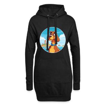 Slovensky Kopov chien race dessin animé Kawaii Clipart - Sweat-shirt à capuche long Femme - noir - Devant