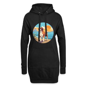 St Bernard chien race Cartoon Kawaii Clipart chien - Sweat-shirt à capuche long Femme - noir - Devant