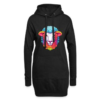 Schaf Buntes Aquarell Cartoon Kawaii Tier - Hoodie-Kleid - Schwarz - Vorne