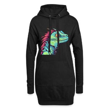 Basilisk Buntes Aquarell Cartoon Kawaii Tier - Hoodie-Kleid - Schwarz - Vorne