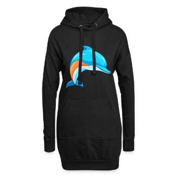 Delfin buntes Aquarell Cartoon Kawaii Tier - Hoodie-Kleid - Schwarz - Vorne