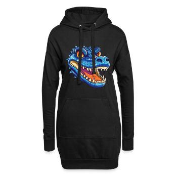 Krokodil bunte Aquarell-Karikatur Kawaii Anima - Hoodie-Kleid - Schwarz - Vorne