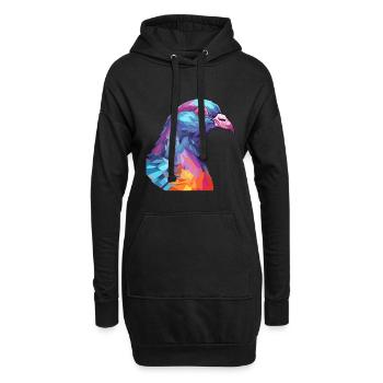 Pigeon Aquarelle Colorée Dessin Animé Kawaii Animal - Sweat-shirt à capuche long Femme - noir - Devant