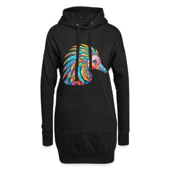 Ameisenigel buntes Aquarell Cartoon Kawaii Tier - Hoodie-Kleid - Schwarz - Vorne