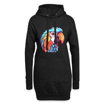 Papagei buntes Aquarell Cartoon Kawaii Tier - Hoodie-Kleid - Schwarz - Vorne