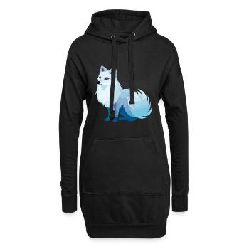 Arktisfuchs Bunte Aquarell-Karikatur Kawaii Anim - Hoodie-Kleid - Schwarz - Vorne