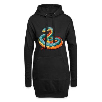 Cobra Aquarelle Colorée Dessin Animé Kawaii Animal - Sweat-shirt à capuche long Femme - noir - Devant