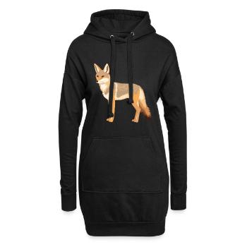 Kojote Buntes Aquarell Cartoon Kawaii Tier - Hoodie-Kleid - Schwarz - Vorne