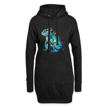 Basilisk Buntes Aquarell Cartoon Kawaii Tier - Hoodie-Kleid - Schwarz - Vorne