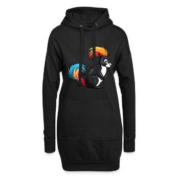 Skunk Aquarelle Colorée Dessin Animé Kawaii Animal - Sweat-shirt à capuche long Femme - noir - Devant