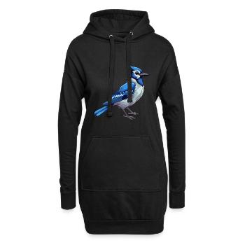 Geai bleu coloré aquarelle dessin animé Kawaii Animal - Sweat-shirt à capuche long Femme - noir - Devant