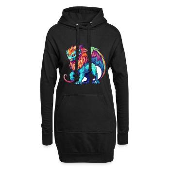 Manticore Aquarelle Colorée Dessin Animé Kawaii Anima - Sweat-shirt à capuche long Femme - noir - Devant