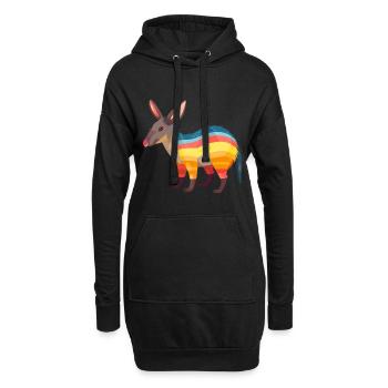 Aardvark Aquarelle Colorée Dessin Animé Kawaii Animal - Sweat-shirt à capuche long Femme - noir - Devant