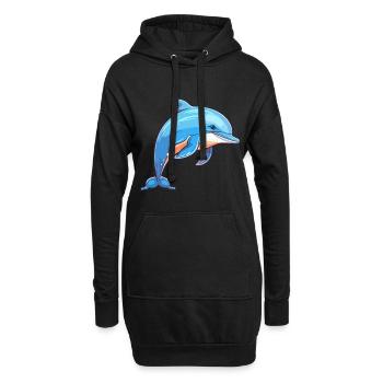 Delfin buntes Aquarell Cartoon Kawaii Tier - Hoodie-Kleid - Schwarz - Vorne