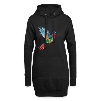 Colibri Aquarelle Colorée Dessin Animé Kawaii Ani - Sweat-shirt à capuche long Femme - noir - Devant