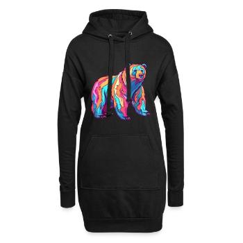 Ours Aquarelle Colorée Dessin Animé Kawaii Animal - Sweat-shirt à capuche long Femme - noir - Devant