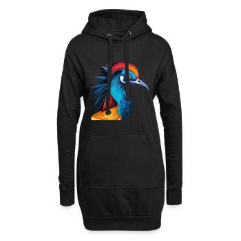 Casoar Aquarelle Colorée Dessin Animé Kawaii Anima - Sweat-shirt à capuche long Femme - noir - Devant