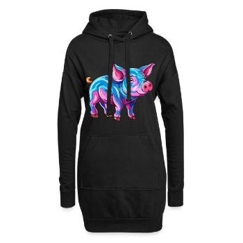 Cochon Aquarelle Colorée Dessin Animé Kawaii Animal - Sweat-shirt à capuche long Femme - noir - Devant