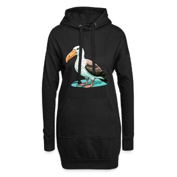 Albatros Bunte Aquarell-Karikatur Kawaii Anima - Hoodie-Kleid - Schwarz - Vorne