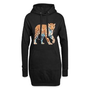 Amur Leopard Buntes Aquarell Cartoon Kawaii An - Hoodie-Kleid - Schwarz - Vorne