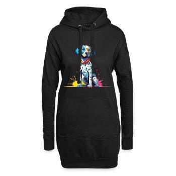 Dalmatinischer Hund Bunte Aquarell-Karikatur Kawaii A - Hoodie-Kleid - Schwarz - Vorne