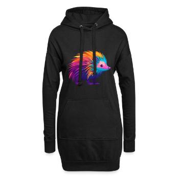 Stachelschwein Bunte Aquarell-Karikatur Kawaii Anima - Hoodie-Kleid - Schwarz - Vorne