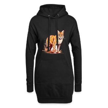Rotluchs buntes Aquarell Karikatur Kawaii Tier - Hoodie-Kleid - Schwarz - Vorne