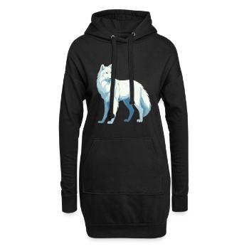 Loup Arctique Aquarelle Colorée Dessin Animé Kawaii Ani - Sweat-shirt à capuche long Femme - noir - Devant