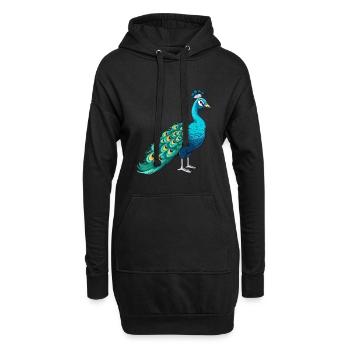 Pfau buntes Aquarell Cartoon Kawaii Tier - Hoodie-Kleid - Schwarz - Vorne