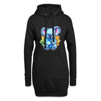 Koala Buntes Aquarell Cartoon Kawaii Tier - Hoodie-Kleid - Schwarz - Vorne