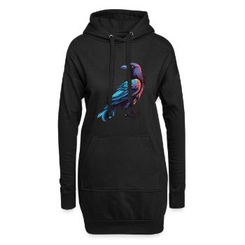 Krähe bunte Aquarell-Karikatur Kawaii-Tier - Hoodie-Kleid - Schwarz - Vorne
