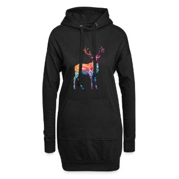 Hirsch buntes Aquarell Cartoon Kawaii Tier - Hoodie-Kleid - Schwarz - Vorne