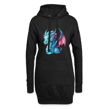 Dragon Aquarelle Colorée Dessin Animé Kawaii Animal - Sweat-shirt à capuche long Femme - noir - Devant
