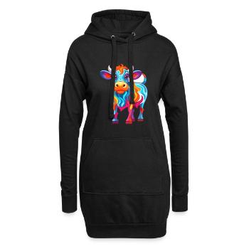 Vache Aquarelle Colorée Dessin Animé Kawaii Animal - Sweat-shirt à capuche long Femme - noir - Devant