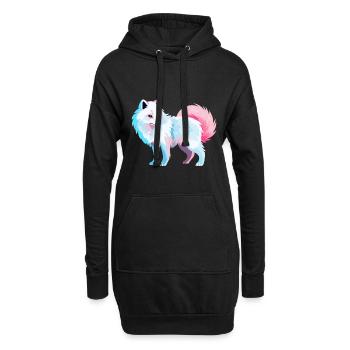 Arktisfuchs Bunte Aquarell-Karikatur Kawaii Anim - Hoodie-Kleid - Schwarz - Vorne