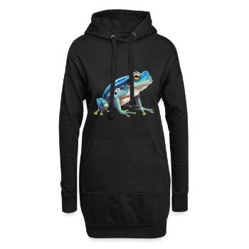 Grenouille Aquarelle Colorée Dessin Animé Kawaii Animal - Sweat-shirt à capuche long Femme - noir - Devant